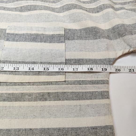 Linen Lux Australia Cotton Linen Gray Stripes Short Sleeve Top XS - Picture 9 of 10